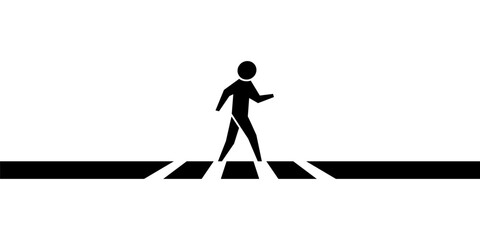 Crosswalk for safety people walking across the street road slow down pedestrian traffic icon flat vector design