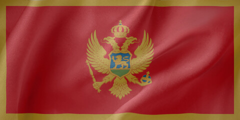    Montenegro waving flag close up fabric texture background