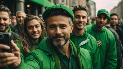 People on St. Patrick day Celebration, Green Hat, Young people perform St. Patrick day, Green clover, St. Patrick's Day, Shamrocks, Generative AI - obrazy, fototapety, plakaty