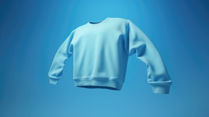 Clean blue sweater floating on a blue sky background	