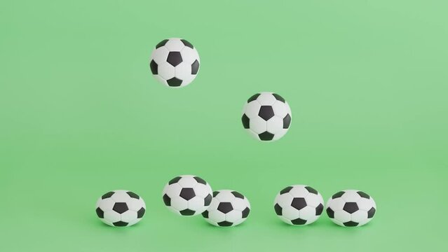 Dynamic 3D Football Animation: A Soccer Ball Energetically Bouncing and Playfully Interacting with the Floor Surface in a Vibrant Video Animation.