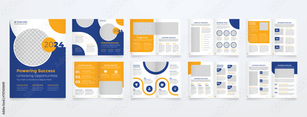 Poster set of minimalist business brochure template with simple style and modern layout