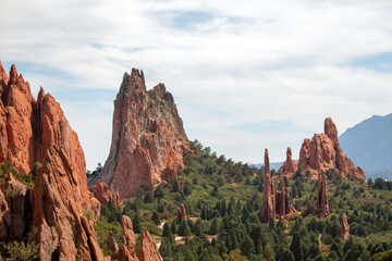 Red Rock sandstone formations in the Garden of the Gods national landmark in Colorado Springs Colorado United States