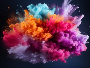 Fototapeta na wymiar Colorful rainbow holi paint color powder explosion, white background,