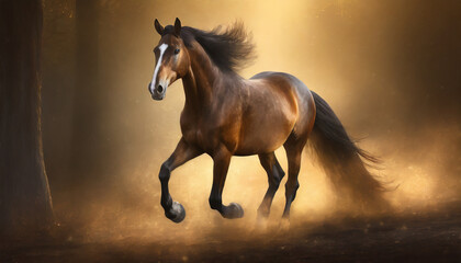 Piękny koń, dekoracja ścienna, tło, generative ai 