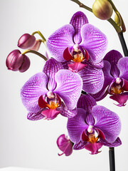 Purple orchid flowers on a white background.