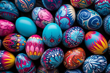 a collection of easter eggs in various colors