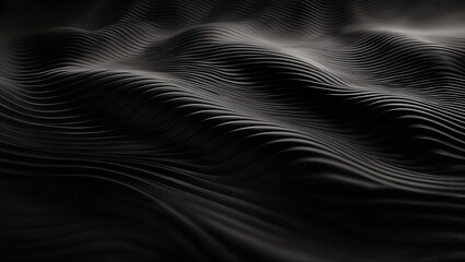 Black abstract background design. Modern smooth wavy line pattern (guilloche curves) in monochrome colors. Premium stripe texture for banner, business backdrop. Smooth horizontal template - obrazy, fototapety, plakaty