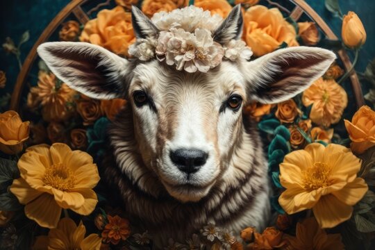 tattoo designs sheep and Flower, Generative AI