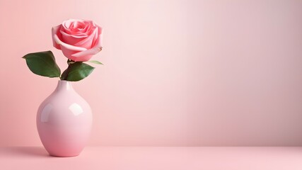 Fototapeta premium Single Pink Rose in Elegant Vase