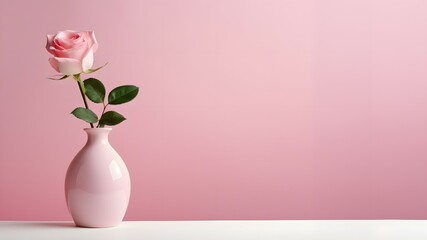 Single Pink Rose in Elegant Vase