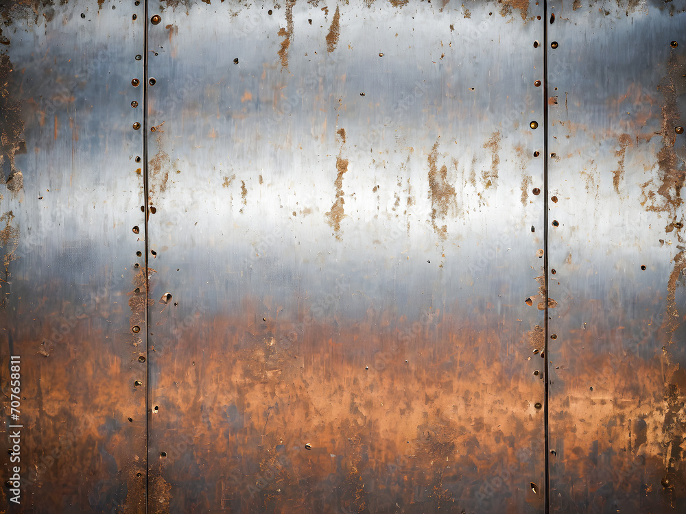Aufkleber rusty metal plate with rivets. abstract background and texture for design.