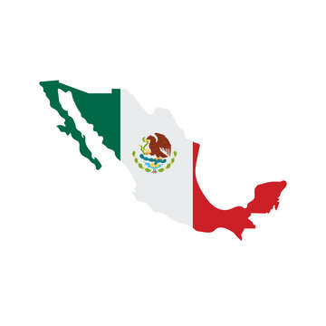 Mexico flag depicted on image of Mexico map, showcasing the country's national flag.