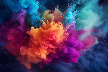 Fototapeta na wymiar colorful powder explodes in the air