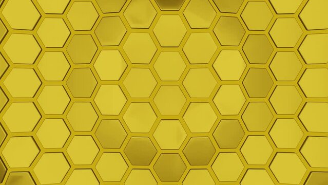 Golden yellow honeycomb polygon wave