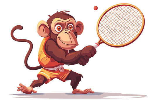cartoon monkey holding a racket