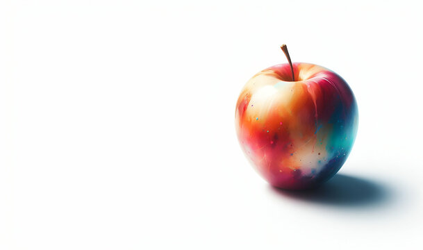 Red apples levitating on a white background AI generated content