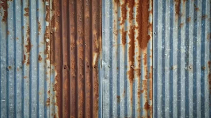 Fototapeten old rusted textured corrugated sheet background, Old zinc wall texture background. Rusted galvanized ,  texture surface of rusty on galvanize metal  © Planetz
