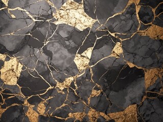 Stylish Black Gold Marble Abstract Art