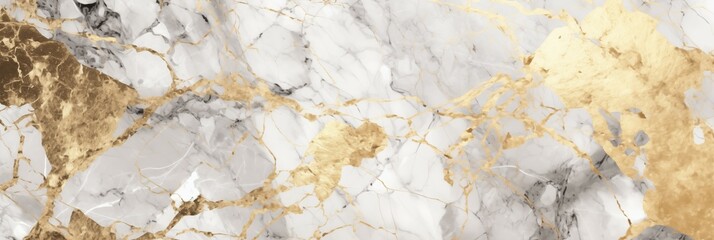 Luxurious Gold White Marble Abstract Art