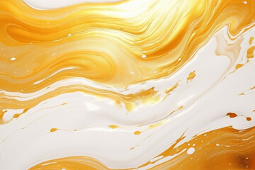     Elevate your design with this modern abstract gold and white brush background, a stunning example of AI generative artistry. - obrazy, fototapety, plakaty