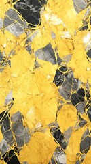 Luxurious Yellow Black Marble Abstract Art