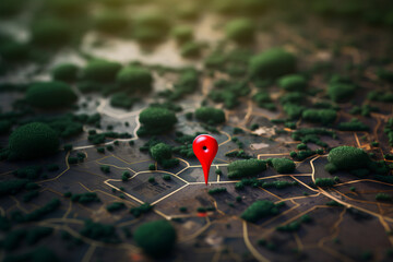 Embark on a digital journey with a 3D map and navigation pin symbolizing advanced AI generative mapping.