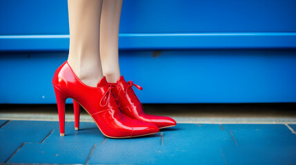 Woman with red shoe and beautiful feet