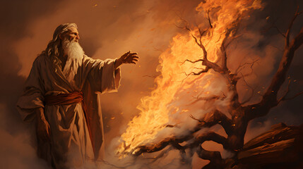 Moses and the burning bush - obrazy, fototapety, plakaty