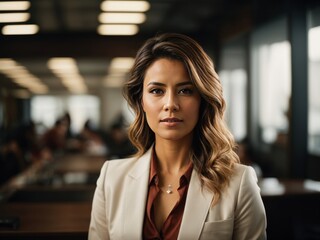 Obraz premium Asian business women in suit confident standing in office. Generative AI