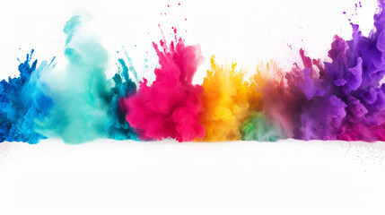 Fototapeta na wymiar colorful rainbow holi paint color powder explosion isolated on white background