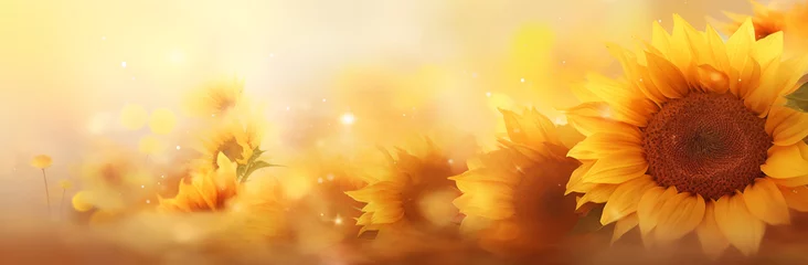 Foto op Plexiglas a sunflowers with yellow background © digitalpochi