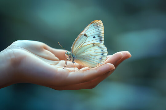 butterfly in the hand, AI generated
