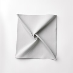 close up of  a white cloth napkin on white background with clipping path. AI.
