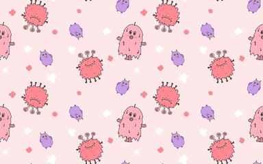 Fototapeta premium Seamless pattern. Monster cartoon. Pattern for wallpapers, backgrounds, paper