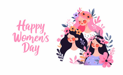 Obraz na płótnie Canvas Beautiful girl with tulips. Watercolor hand drawn illustration. Happy women's day