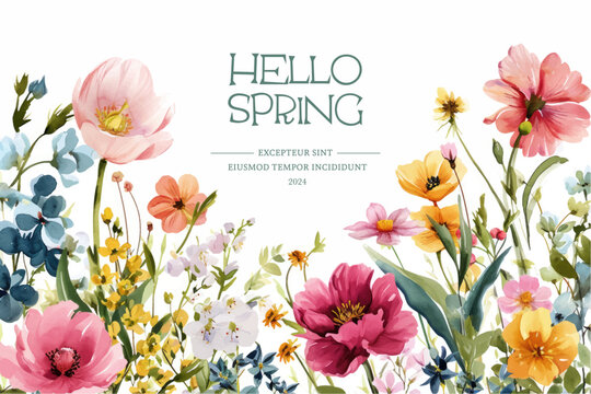 Vector watercolor spring banner