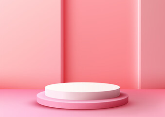 Valentine's Day Podium Display, Showcase Love and Beauty in 3D Pink and White