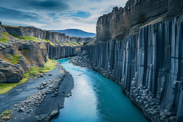 Stunning views of Iceland's Studlagil basalt canyon