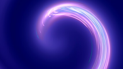 energievoll leuchtender Wirbel, Lichtschweif, Bewegung, Energie, Spirale, Sog, Lichtspiele, flüssig, farbenfroh, digital, Technologie, Wissenschaft, Hintergrund, blau violett