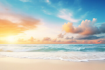 Fototapeta na wymiar Abstract Blur of Beach with White and Yellow