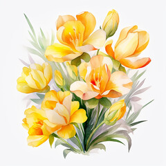 Watercolor Freesias with Sunshine
