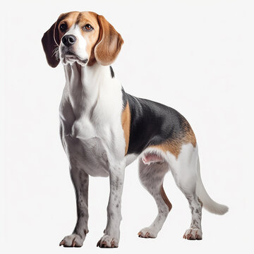 "Adorable Vigilance - Realistic Full Body Beagle on White Background"

