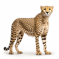 "Sprint of Grace - Hyper-Realistic Cheetah on White Background"

