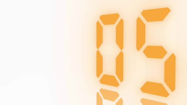 Digitaler Counter - 10 Sekunden Countdown, plakative orange leuchtende 3D-Schrift, Zeit, Timer, Technologie, Z&auml;hlwerk, elektronisch, Anzeige, Fortschritt, Uhr, numerisch, LED, Rendering, 3D
