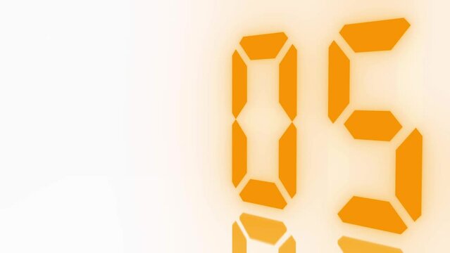 Digitaler Counter - 10 Sekunden Countdown, plakative orange leuchtende 3D-Schrift, Zeit, Timer, Technologie, Z&auml;hlwerk, elektronisch, Anzeige, Fortschritt, Uhr, numerisch, LED, Rendering, 3D

