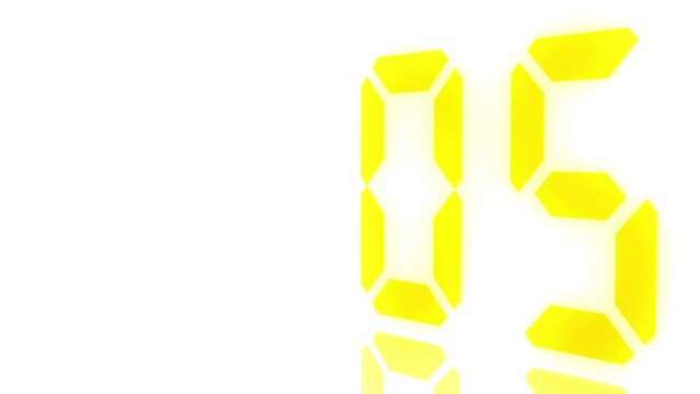 Digitaler Counter - 10 Sekunden Countdown, plakative gelb leuchtende 3D-Schrift, Zeit, Timer, Technologie, Z&auml;hlwerk, elektronisch, Anzeige, Fortschritt, Uhr, numerisch, LED, Rendering, 3D
