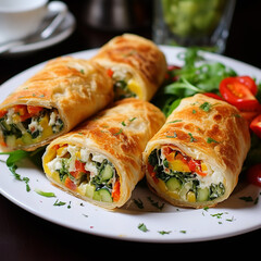 "Gourmet Omelette Rolls with Mozzarella and Vegetables"