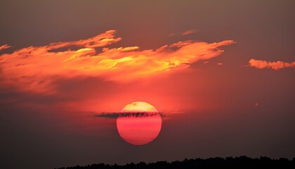 The red sun is about to set