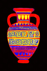 Ancient amphora with two handles isolated